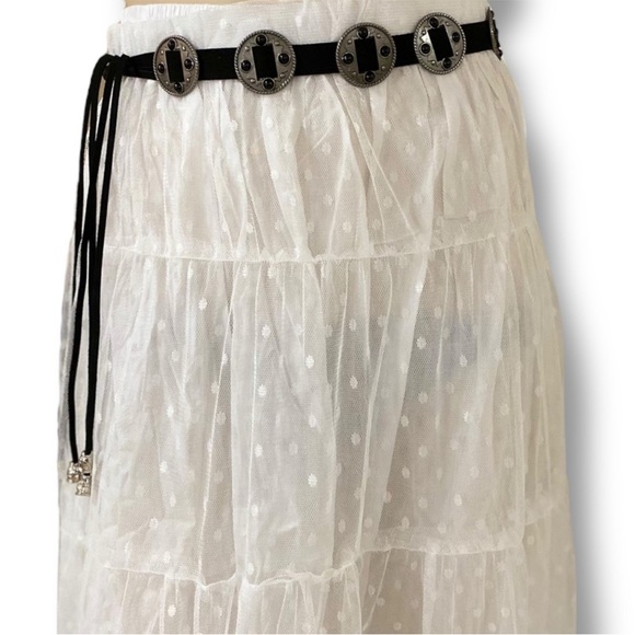 Black Suede Silver Aztec Medallion Tassel Waist Belt - NEW - Picture 1 of 4